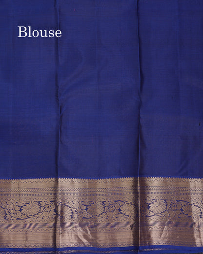 Beautiful Royal Blue Pure Kanjivaram Silk Saree With Traditional Border
