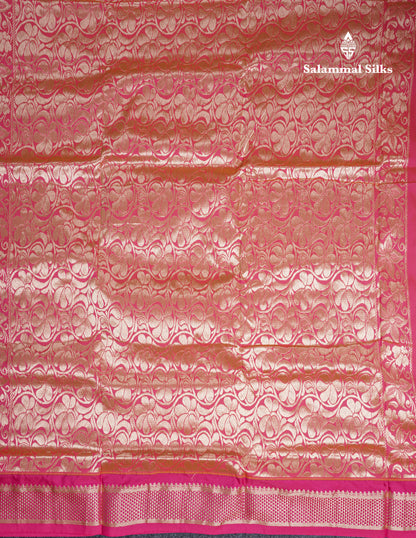 9 Yards Semi Silk Saree Pista Green With Contrast Pink Border