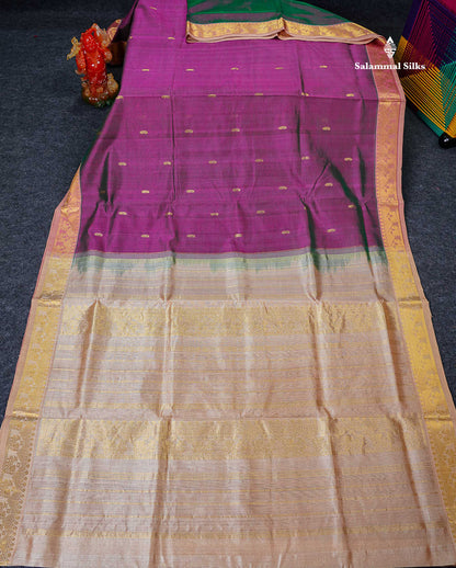 Full View Of Dual Tone Magenta Pure Silk Cotton Saree 