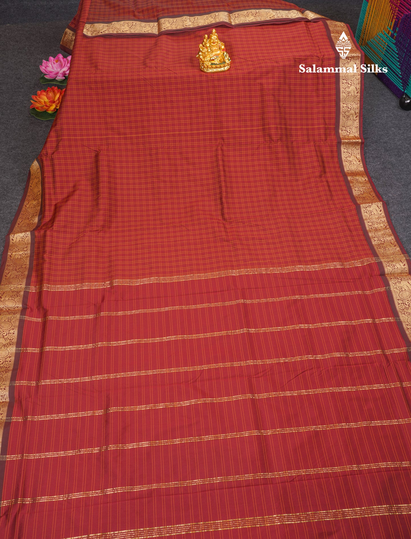 9 Yards Semi Silk Saree Maroon With Dark Maroon Border