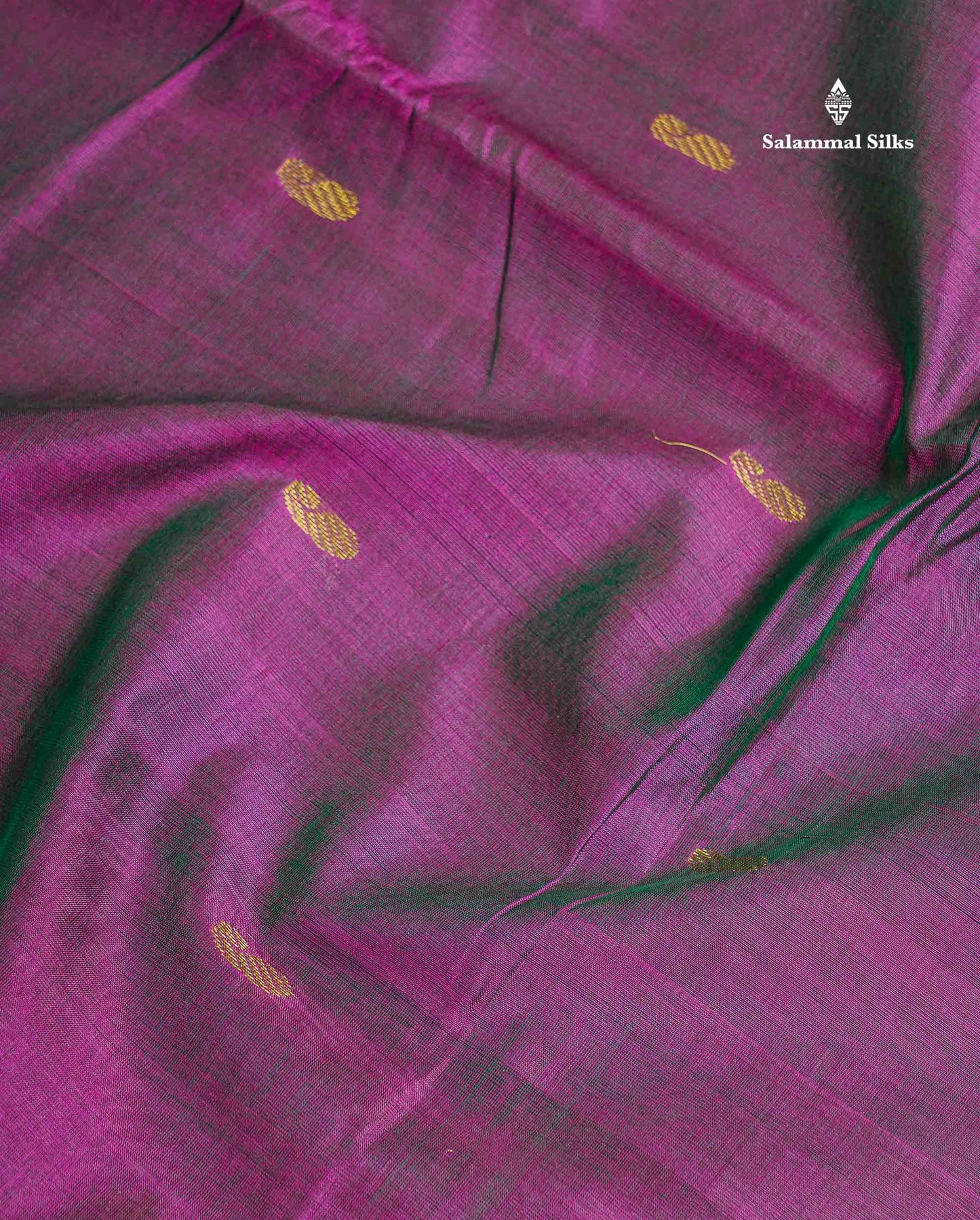 Pure Silk Cotton Saree - Dual Tone Magenta Colour Body With Butta