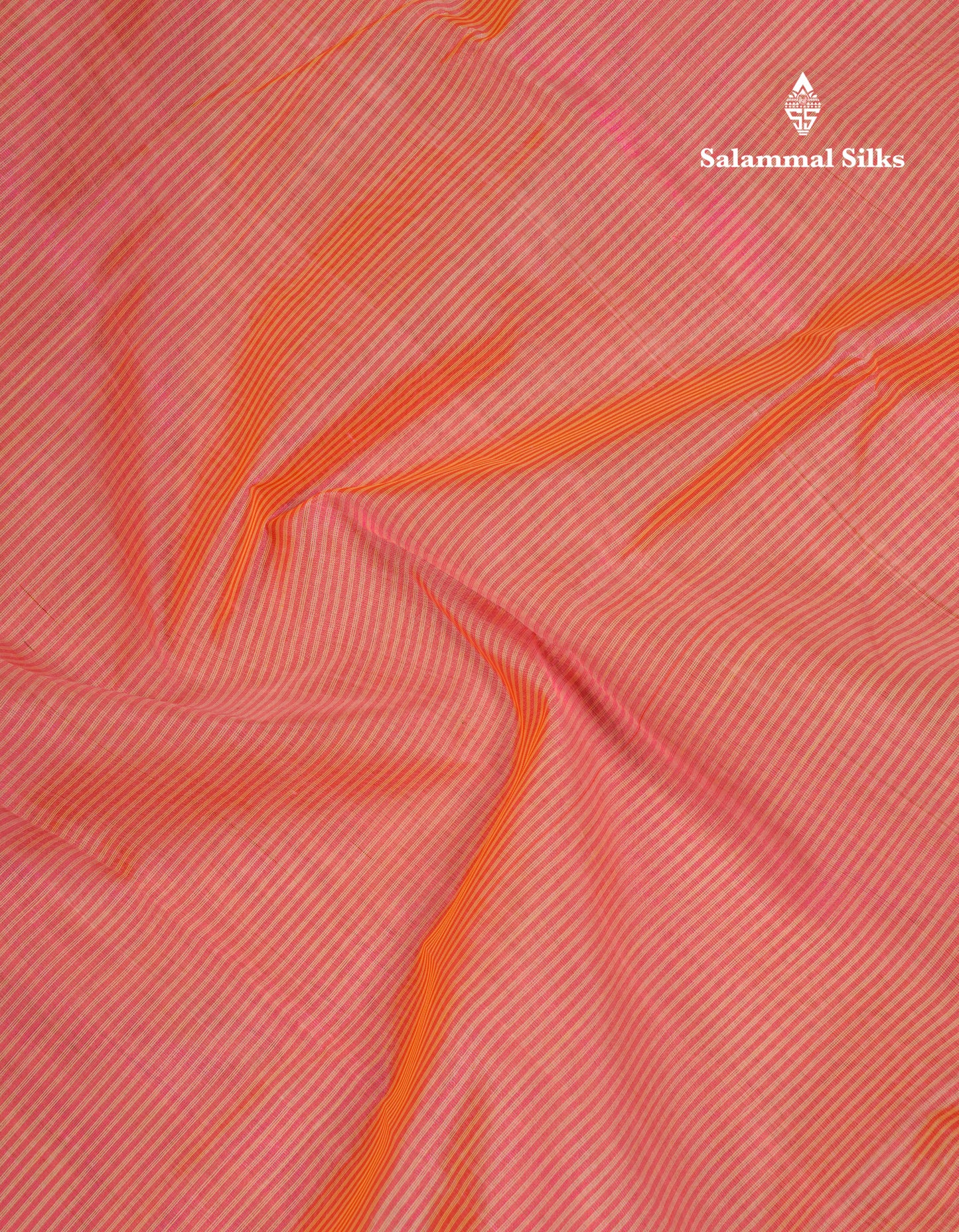 Peach Pure Silk Cotton Saree With Contrast Dark Brown Traditional Border
