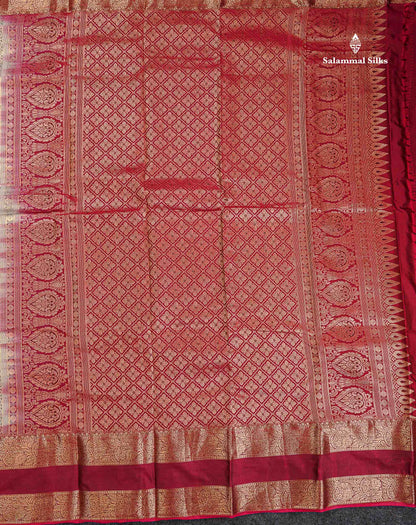 Semi Silk Saree - Olive Mustard Yellow Colour Body Zari Butta With Bottle Green Gap Border