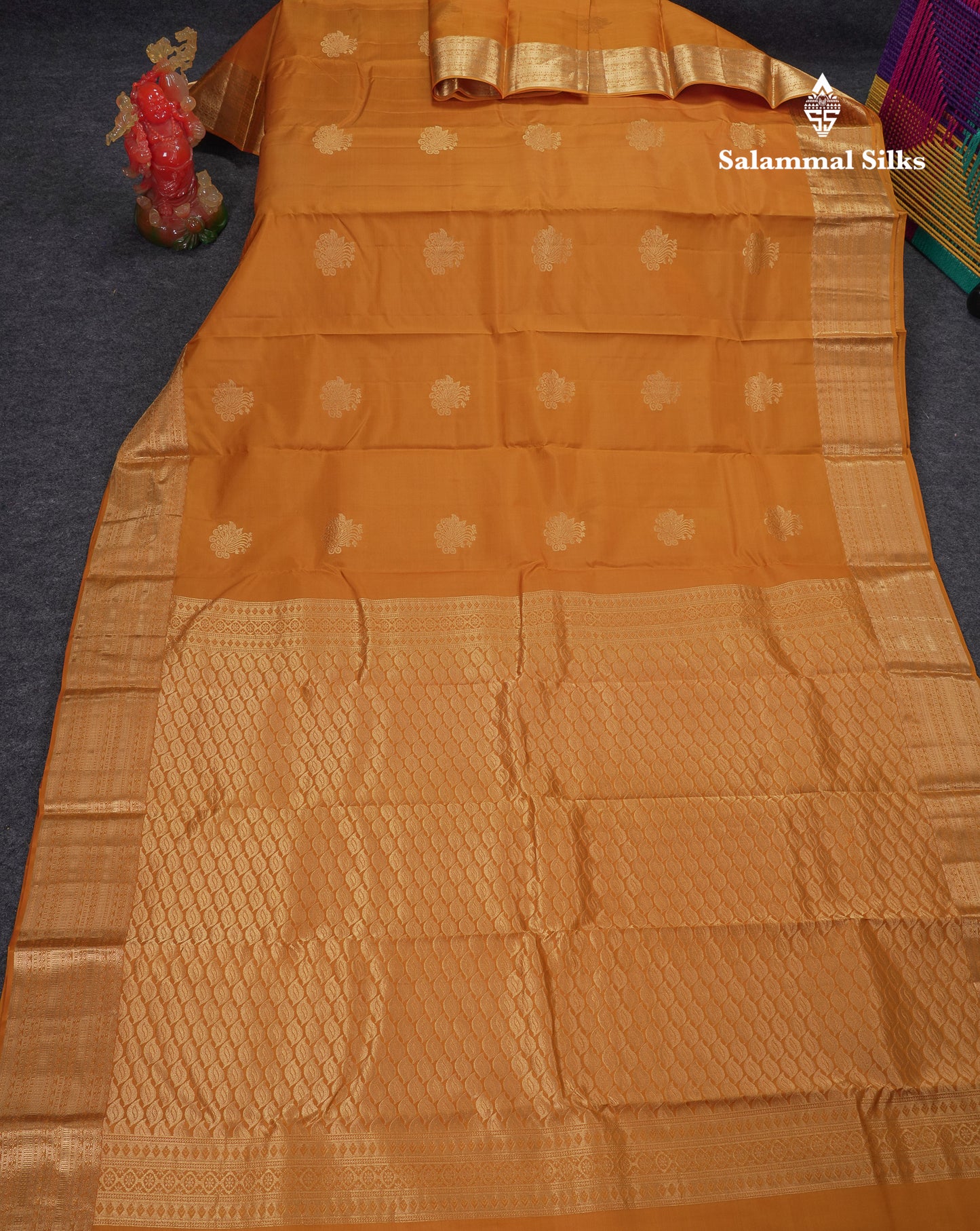 Beautiful Mustard Yellow Pure Kanjivaram Silk Saree With Traditional Border