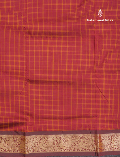 9 Yards Semi Silk Saree Maroon With Dark Maroon Border