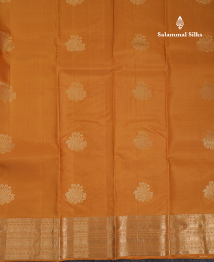 Beautiful Mustard Yellow Pure Kanjivaram Silk Saree With Traditional Border