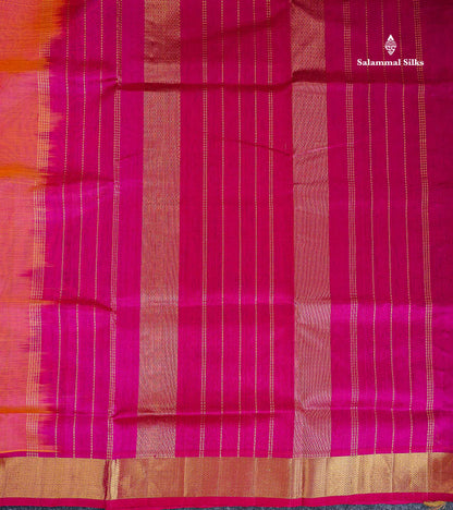 Pallu Of Dual Tone Pinkish Orange Pure Silk Cotton Saree