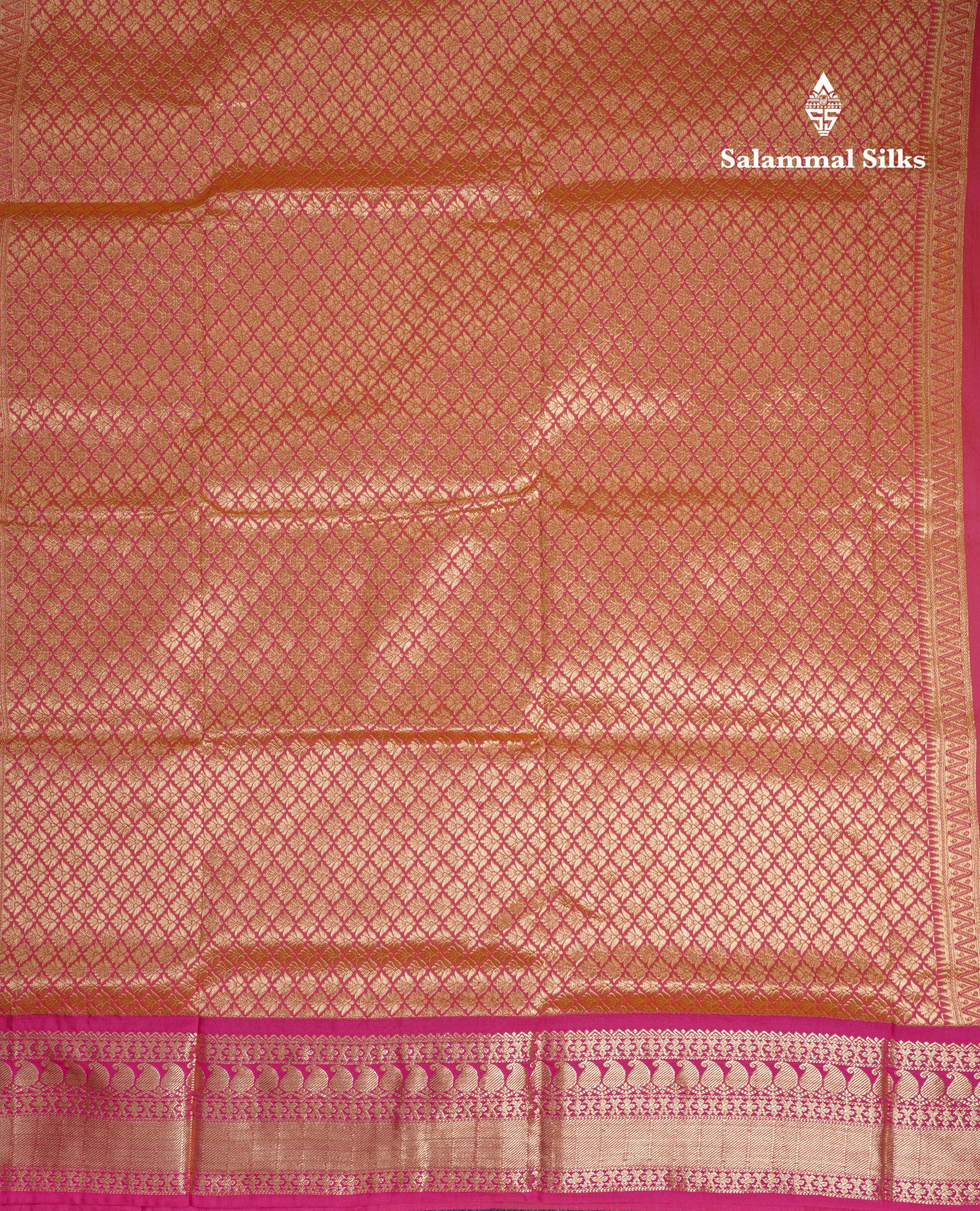 9 Yards Semi Silk Saree Plain Parrot Green with Contrast Pink Border