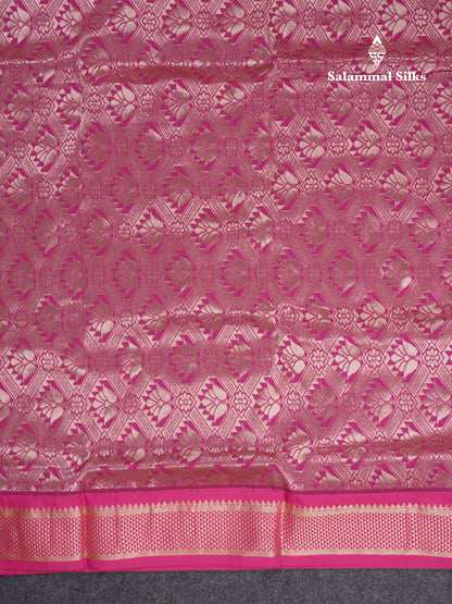 9.5 Yards Semi Silk Saree Royal Blue with Contrast Pink Border