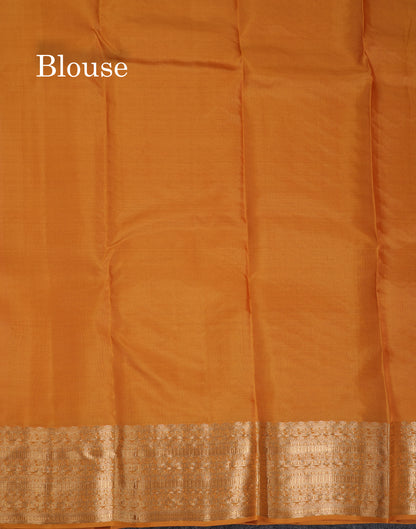 Beautiful Mustard Yellow Pure Kanjivaram Silk Saree With Traditional Border