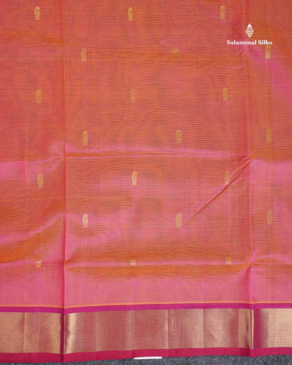 Border Of Dual Tone Pinkish Orange Pure Silk Cotton Saree 