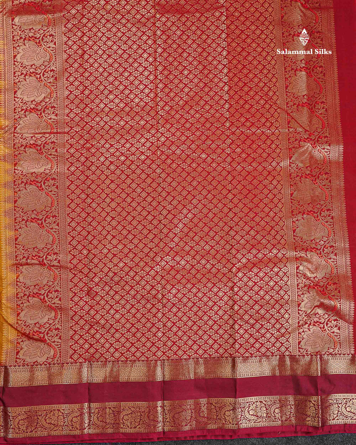 Semi Silk Saree - Mustard Yellow Colour Body Zari Butta With Traditional Gap Border