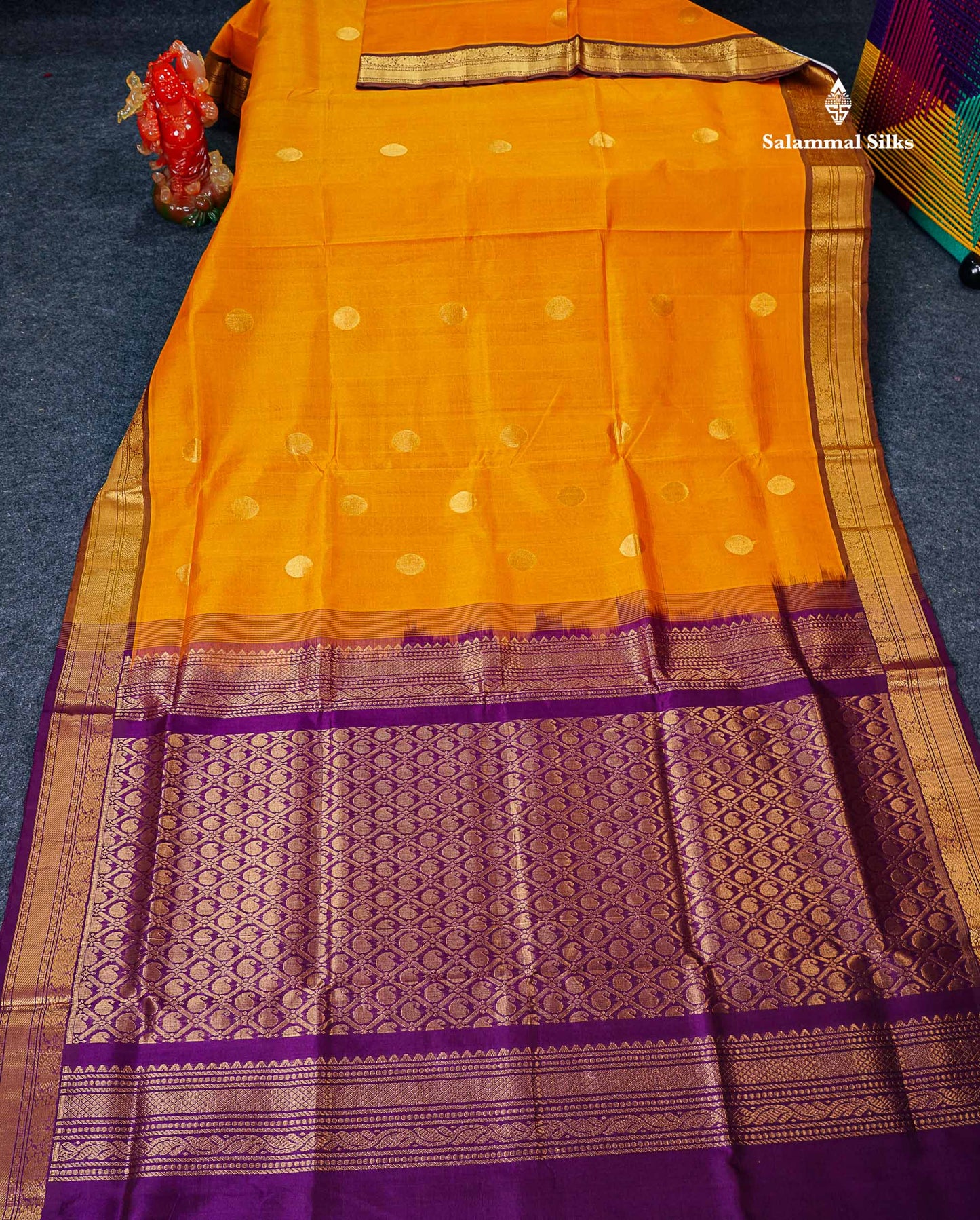 Full View Of Mustard Yellow Pure Silk Cotton Saree