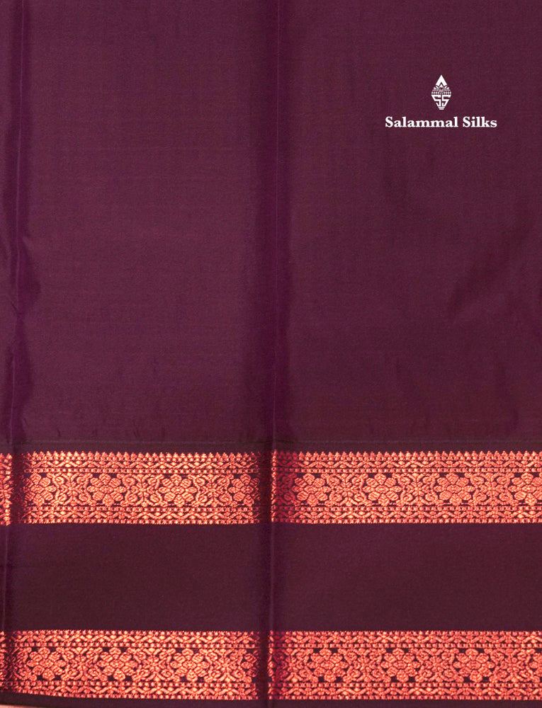 Orange Colour Small Checks 1000 Butta Semi Silk Saree With Dark Violet Double Border