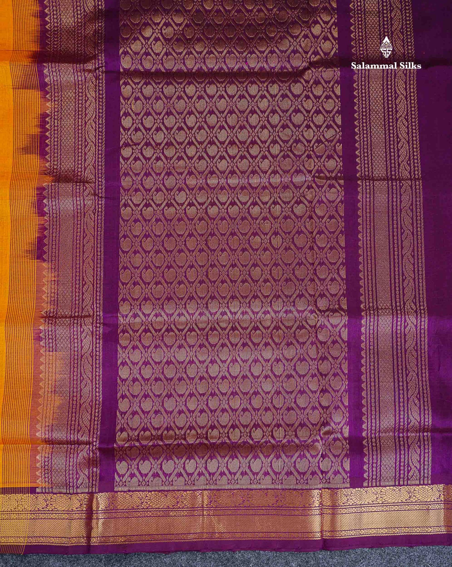 Pallu Of Mustard Yellow Pure Silk Cotton Saree 