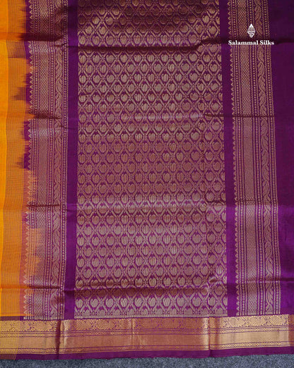 Pallu Of Mustard Yellow Pure Silk Cotton Saree 