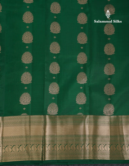 Beautiful Bottle Green Pure Kanjivaram Silk Saree With Traditional Border