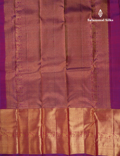 Beautiful Pink Pure Kanjivaram Silk Saree With Contrast Magenta Traditional Evening Morning Border