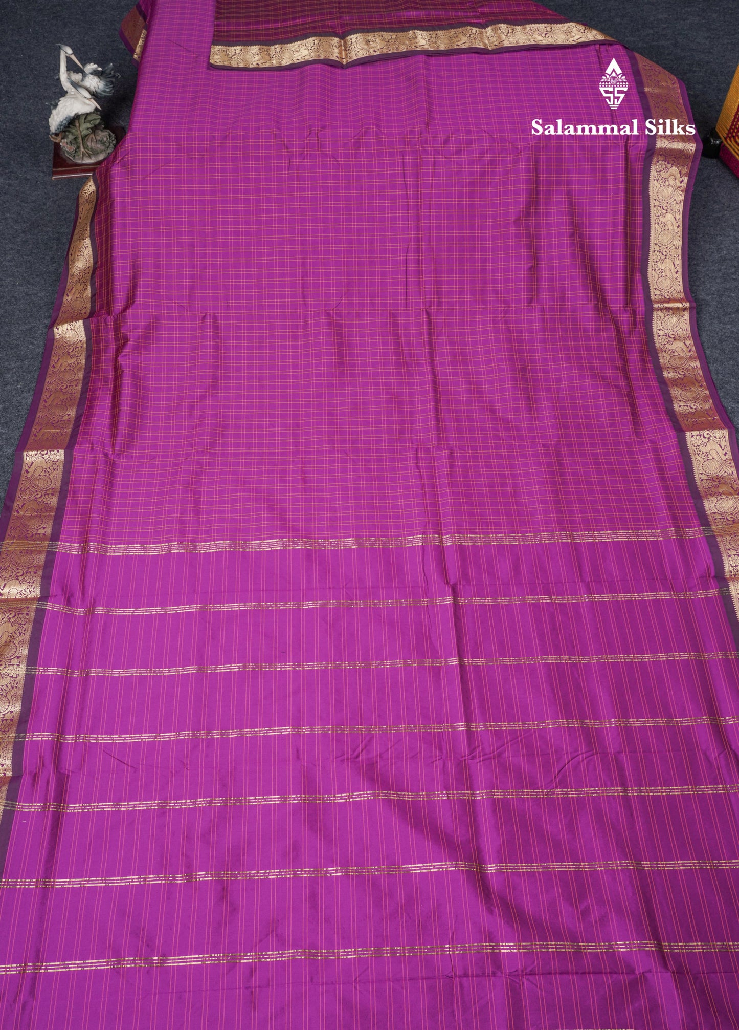 9 Yards Semi Silk Saree Purple With Violet Traditional Border