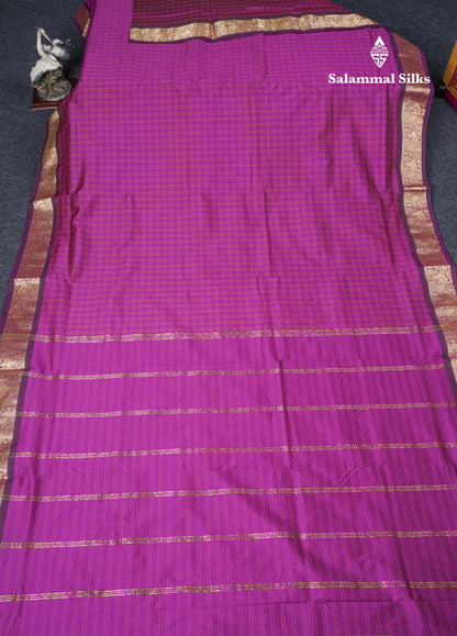 9 Yards Semi Silk Saree Purple With Violet Traditional Border