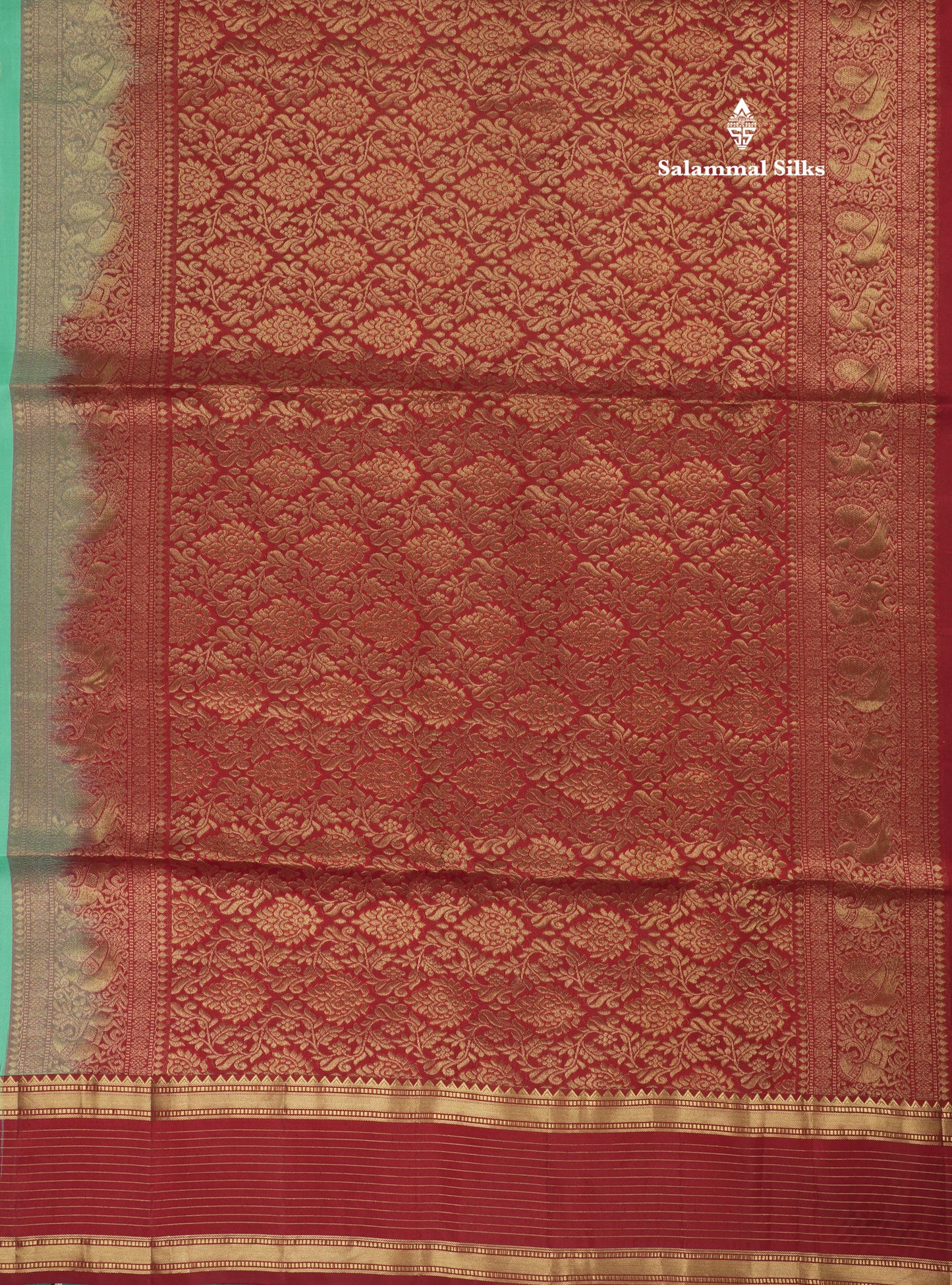 Beautiful Sea Blue Pure Kanjivaram Soft Silk Saree With Contrast Maroon Traditional Border