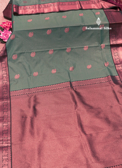 Sea Green Colour Semi Silk Saree With Navy Blue Border