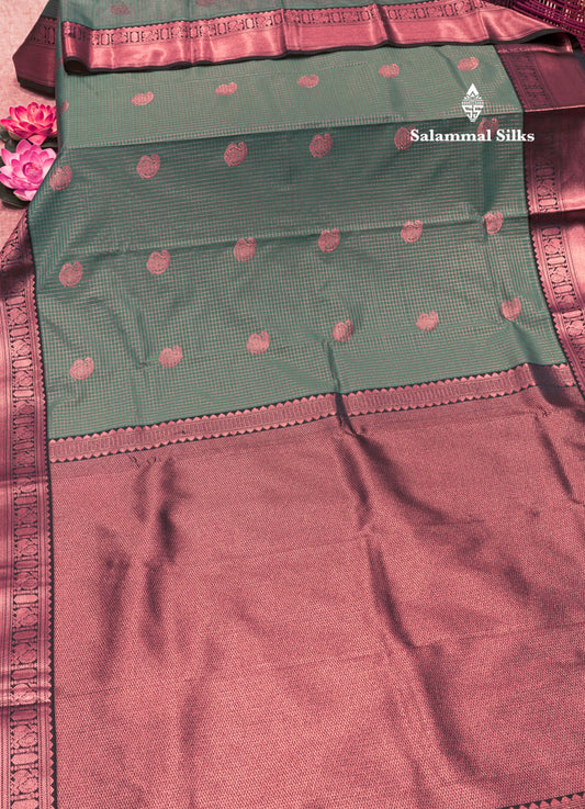 Sea Green Colour Semi Silk Saree With Navy Blue Border