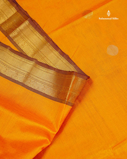 Pure Silk Cotton Saree - Mustard Yellow Colour Body With Butta