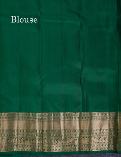 Beautiful Bottle Green Pure Kanjivaram Silk Saree With Traditional Border