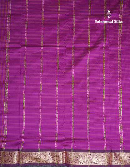 9 Yards Semi Silk Saree Purple With Violet Traditional Border