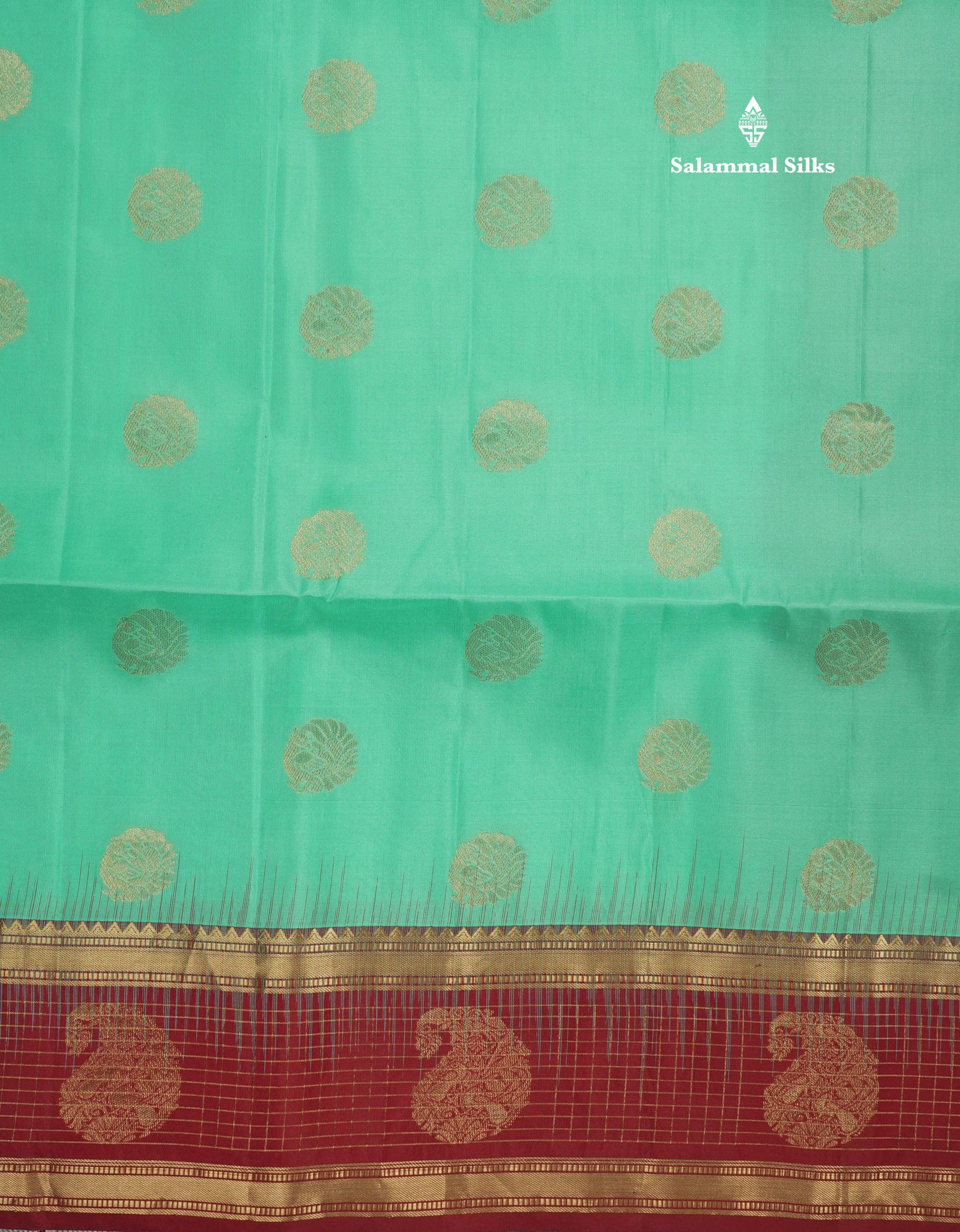 Beautiful Sea Blue Pure Kanjivaram Soft Silk Saree With Contrast Maroon Traditional Border