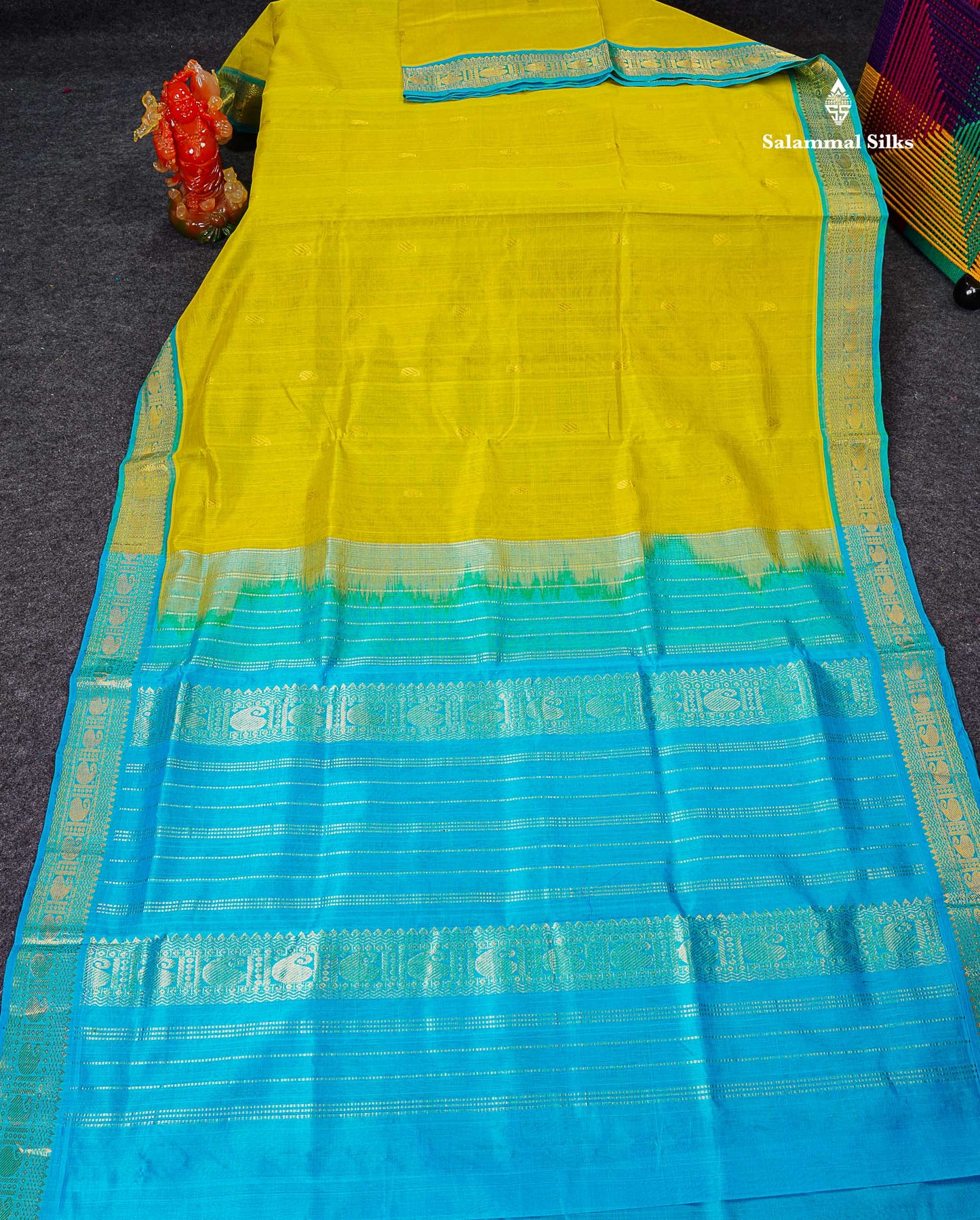 Full View Of Manthulir Yellow Pure Silk Cotton Saree