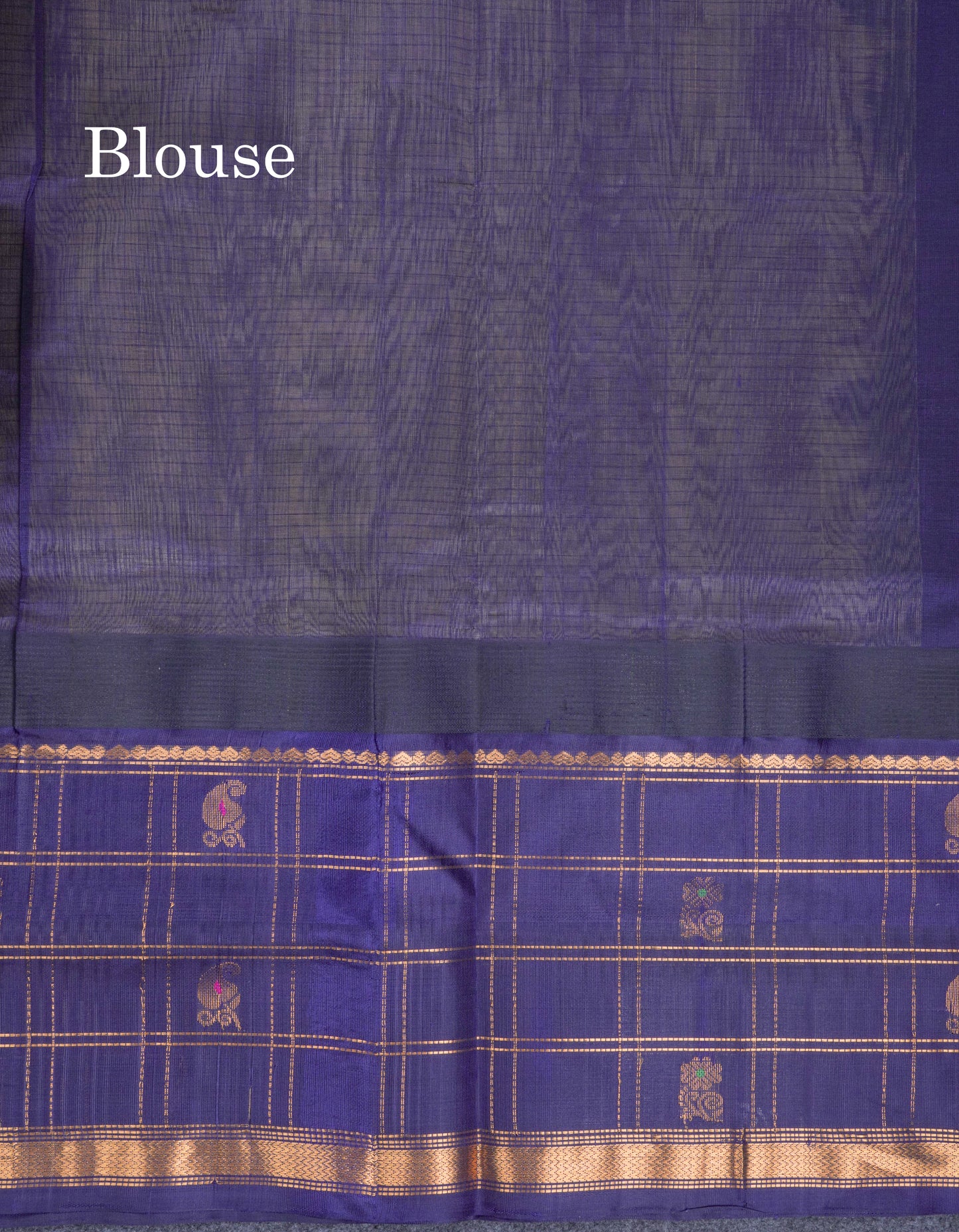 Beige Tiny Checks Pure Silk Cotton Saree With Contrast Navy Blue Traditional Evening Morning Border