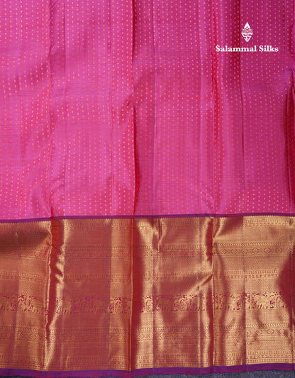 Beautiful Pink Pure Kanjivaram Silk Saree With Contrast Magenta Traditional Evening Morning Border