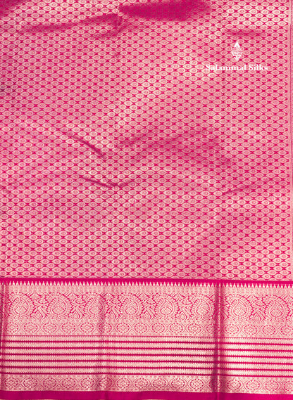 Dark Navy Blue Colour Semi Silk Saree With Pink Silver Zari Border