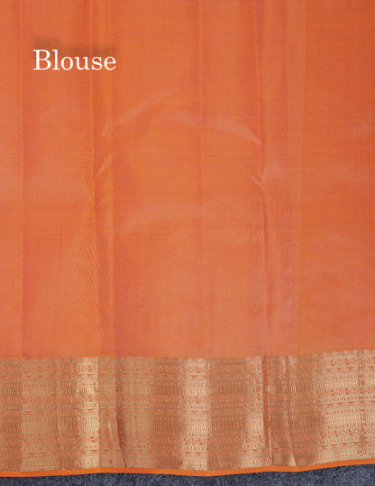 Beautiful Light Orange Pure Kanjivaram Silk Saree With Traditional Border