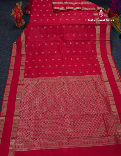Beautiful Red Pure Kanjivaram Silk Saree With Traditional Rettapet Border