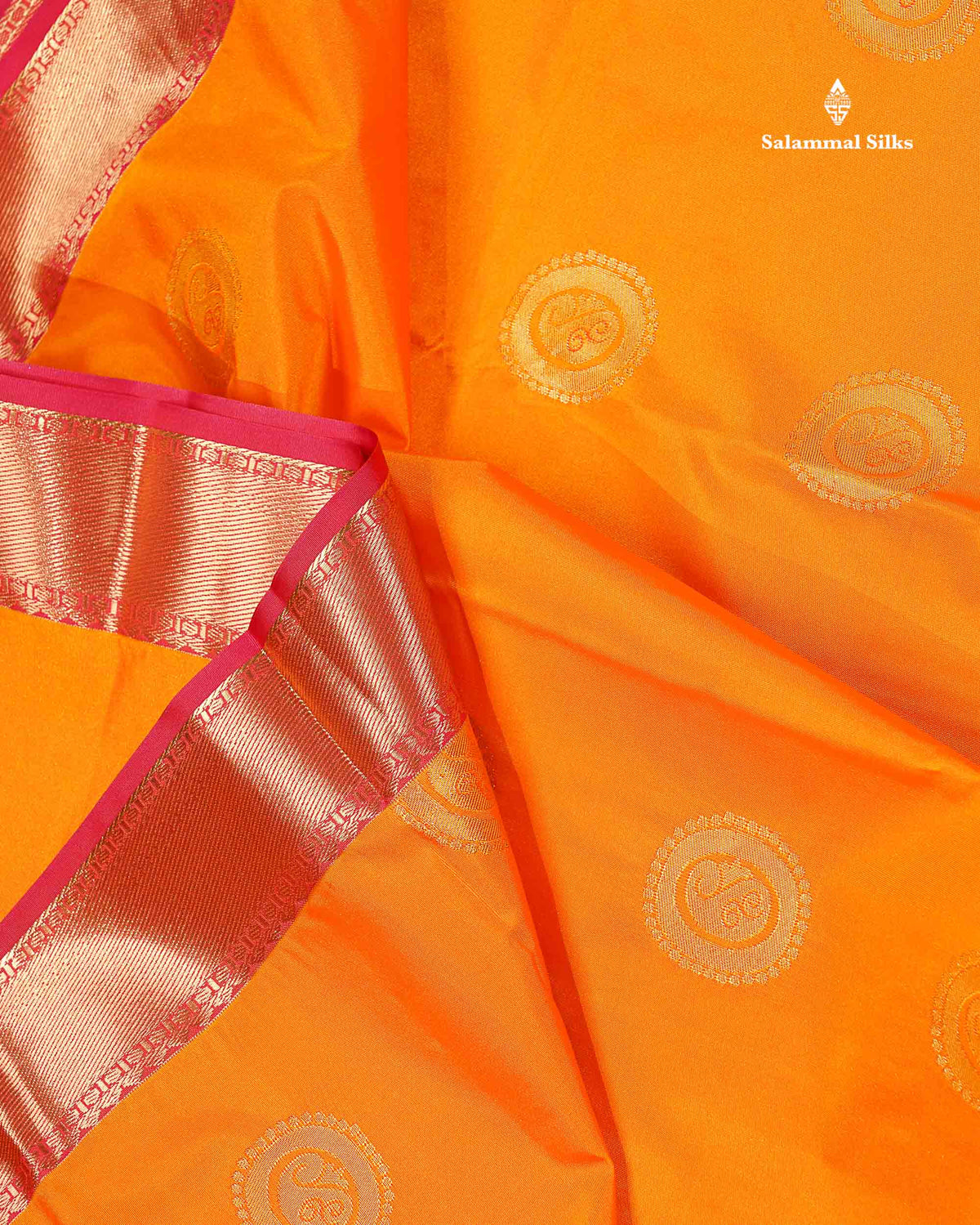 Semi Silk Saree - Mango Yellow Colour Body Zari Butta With Contrast Tomato Red Gap Border
