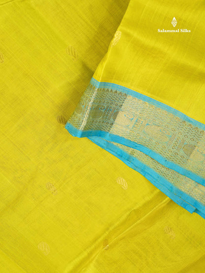 Pure Silk Cotton Saree - Manthulir Yellow Colour Body With Butta & Traditional Border