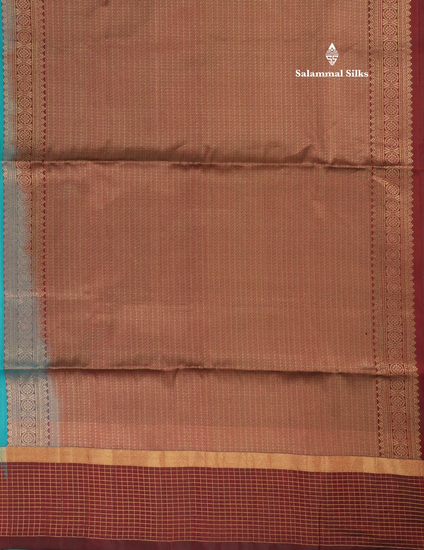 Beautiful Sea Blue Pure Kanjivaram Soft Silk Saree With Contrast Navy Blue Zari Checks Border