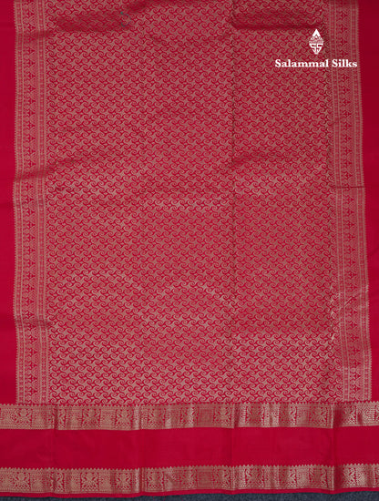 Beautiful Red Pure Kanjivaram Silk Saree With Traditional Rettapet Border