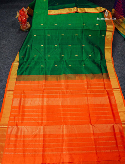 Full View Of Bottle Green Pure Silk Cotton Saree 