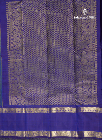 Beautiful Green Pure Kanjivaram Silk Saree With Contrast Dark Brown Traditional Gap Border