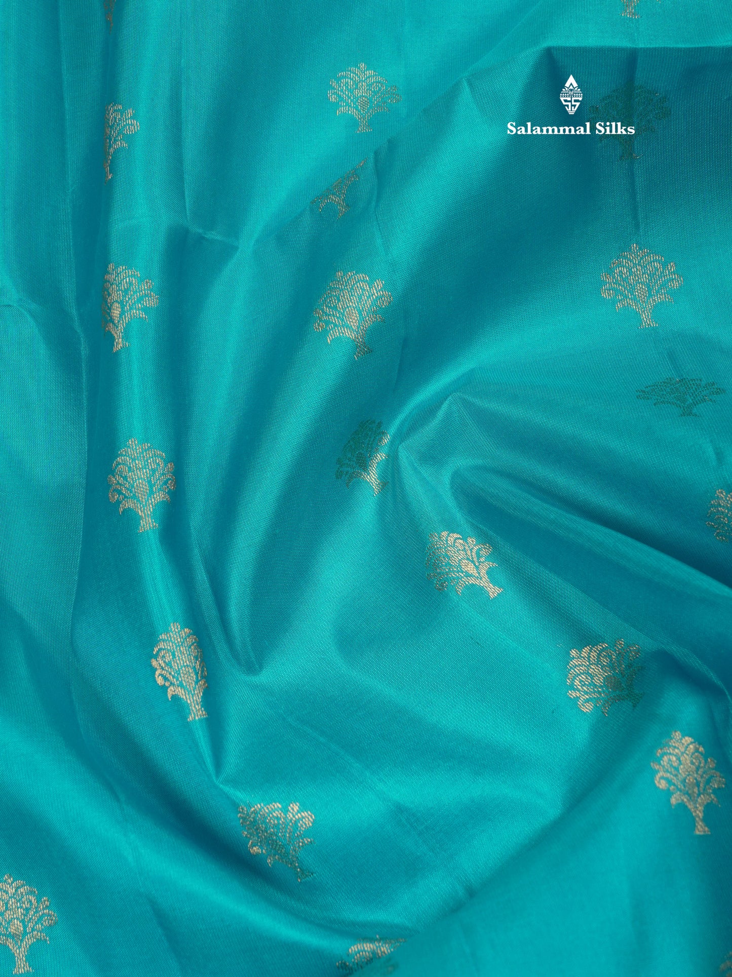 Beautiful Sea Blue Pure Kanjivaram Soft Silk Saree With Contrast Navy Blue Zari Checks Border