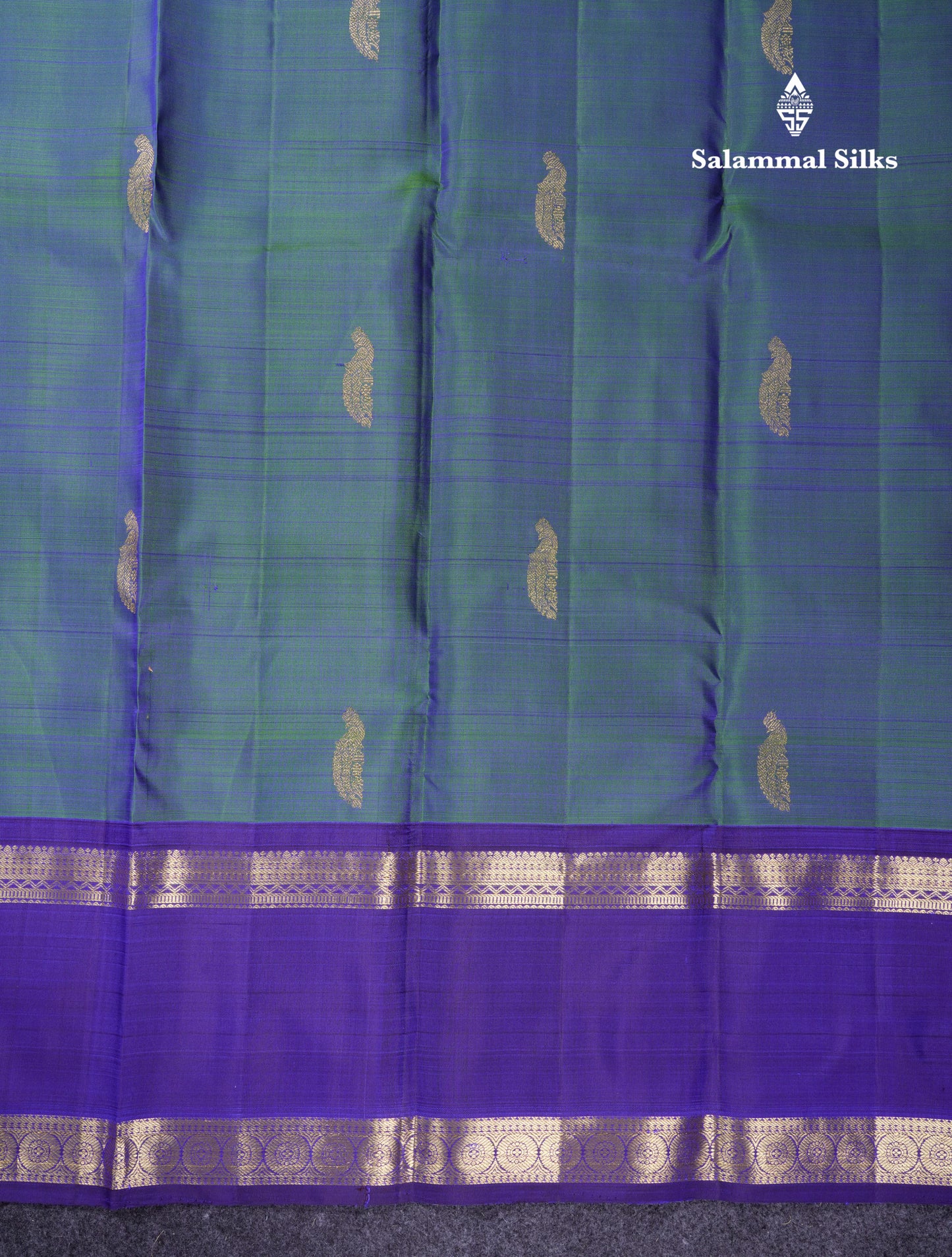 Beautiful Green Pure Kanjivaram Silk Saree With Contrast Dark Brown Traditional Gap Border