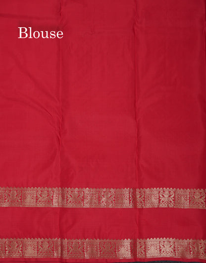 Beautiful Red Pure Kanjivaram Silk Saree With Traditional Rettapet Border