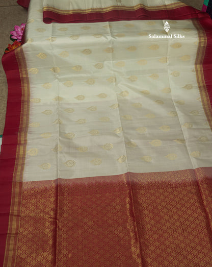 Beautiful Sea Green Pure Kanjivaram Soft Silk Saree With Contrast Maroon Border