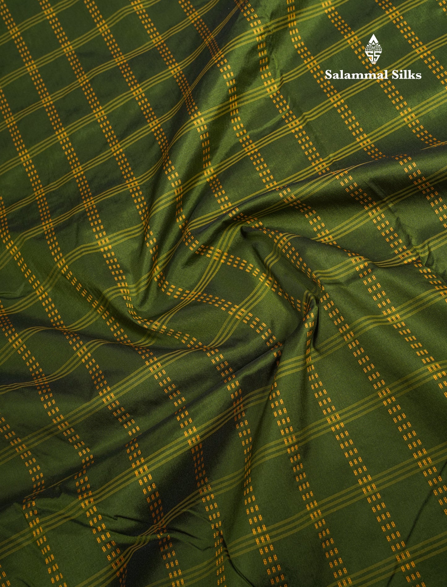 9 Yards Semi Silk Saree Army Green With Contrast Pink Border