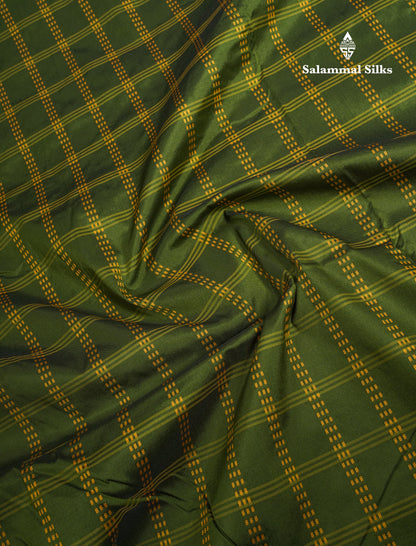 9 Yards Semi Silk Saree Army Green With Contrast Pink Border