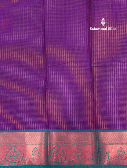 Violet Colour Semi Silk Saree With Light Ramar Blue Border